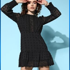 NWT Love by Design Nordstrom Black Lace Mini Dress